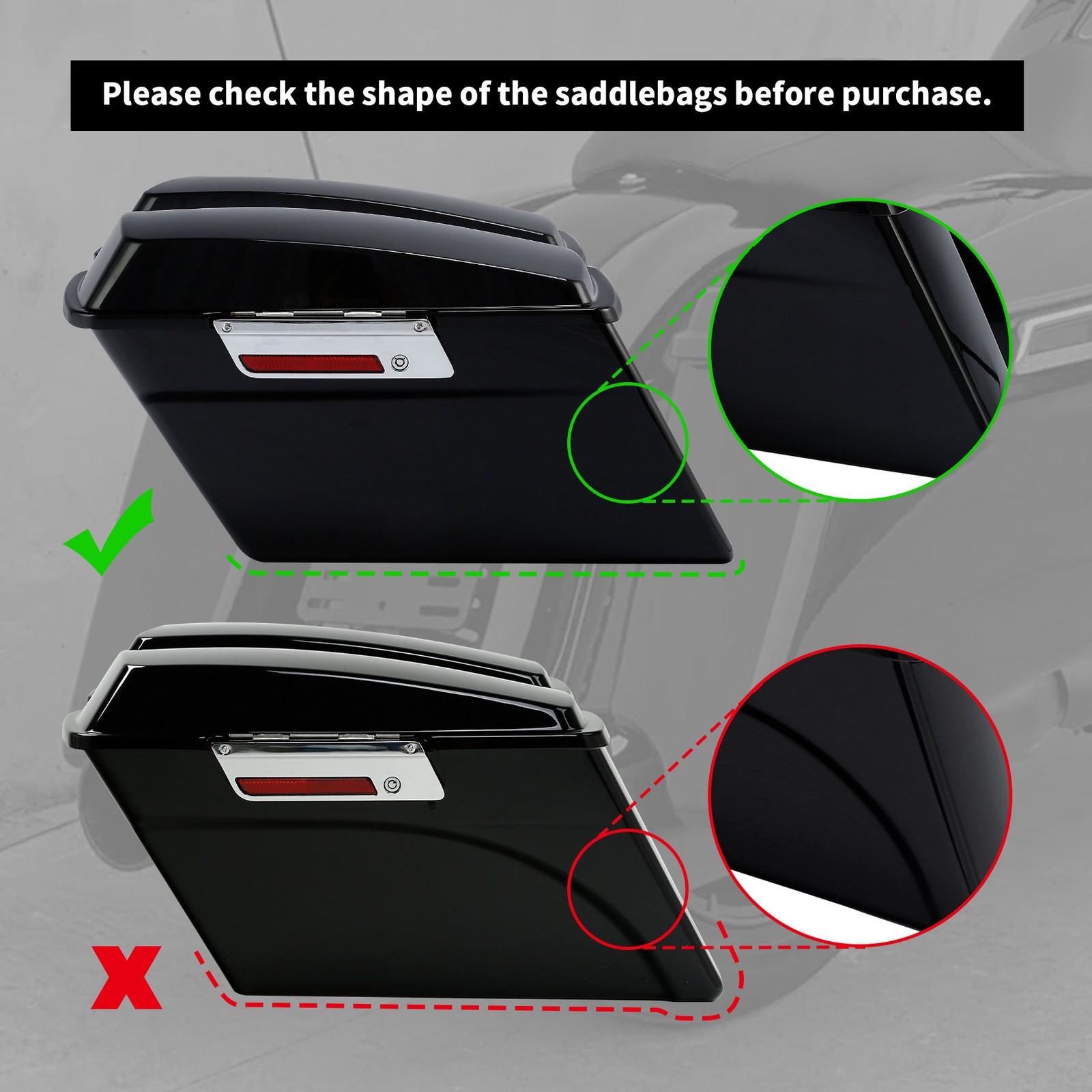 4″ Vivid Black Hard Stretched Saddle Bag Extension Fit For Harley Touring 94-13