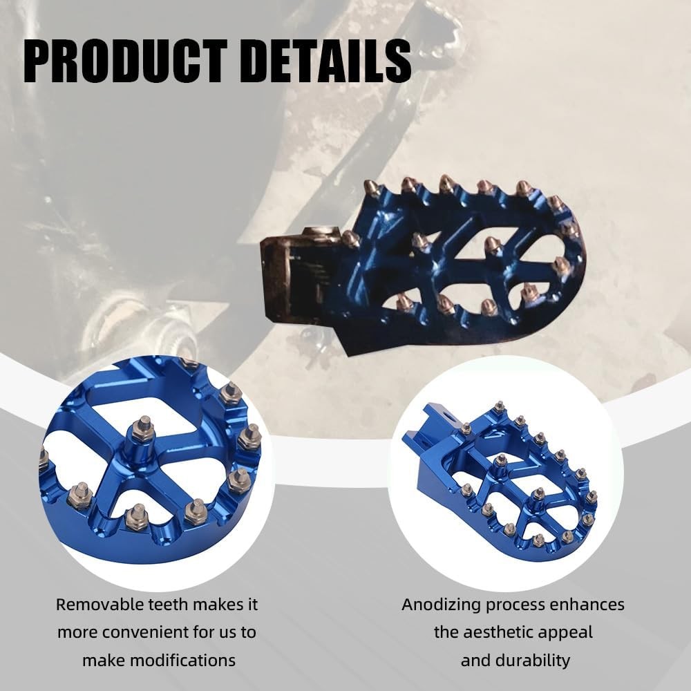Foot Pegs Motorcycle Footpeg Pedals CNC For PW50 1981-2024 PW80 1983-2006 Blue