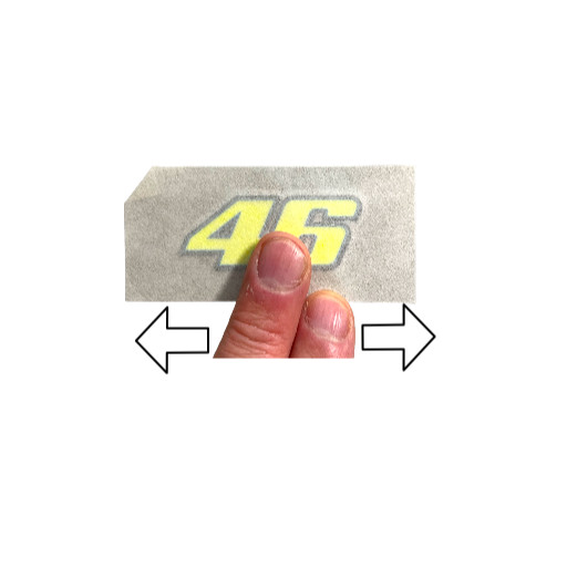 Rossi Sticker 46 FLUORESCENT YELLOW vinyl (2013) 4 x 5cm 2″ stickers