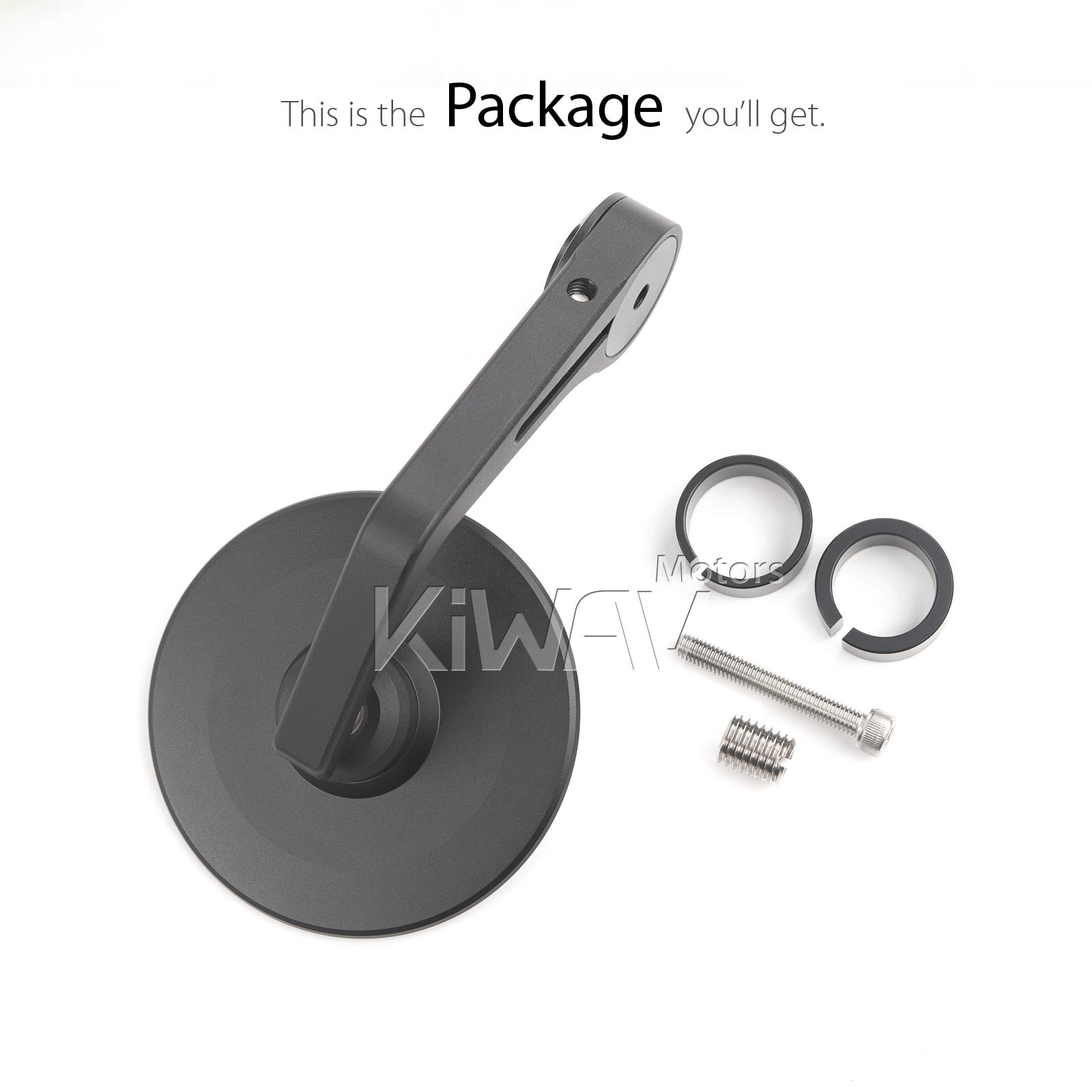 Bar end mirror 1PCE CNC very slim round Colin black M12 for BMW bike US STOCK