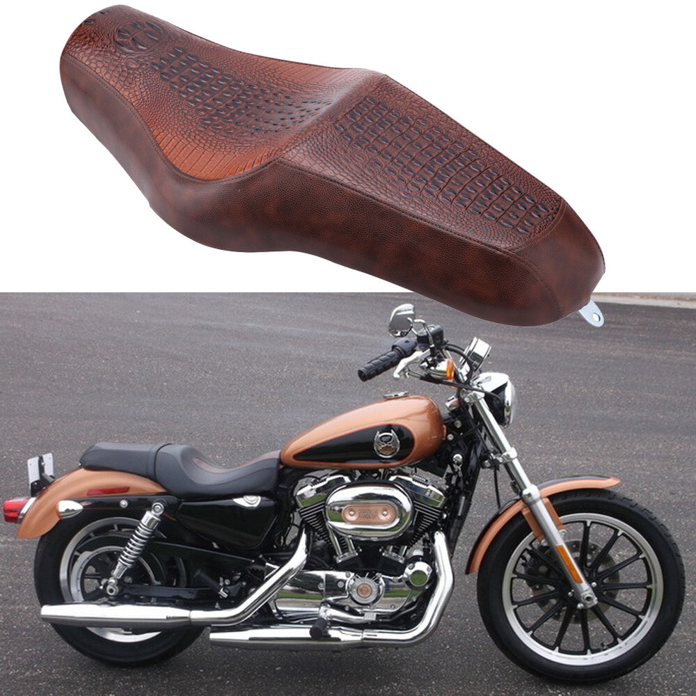 Two up Driver Passenger Seat Brown For Harley Sportster 883 1200 XL1200X XL1200V