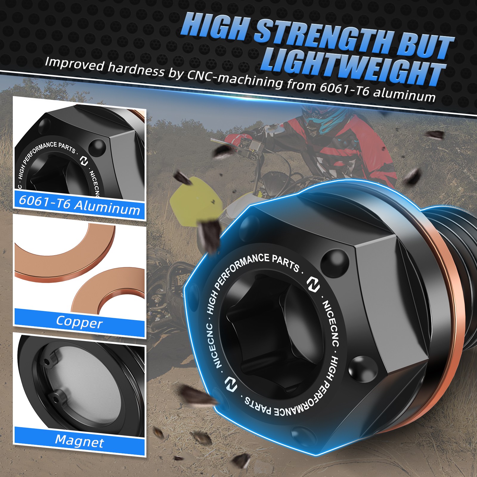 NICECNC Oil Drain Plug With Copper Gaskets For Honda TRX450ER Electric Start