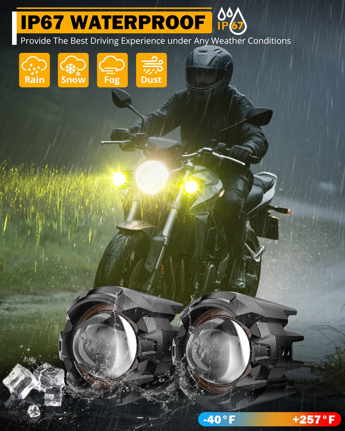 Motorcycle LED Spot Lights Headlight Driving Fog Auxiliary Lamp for Harley Honda