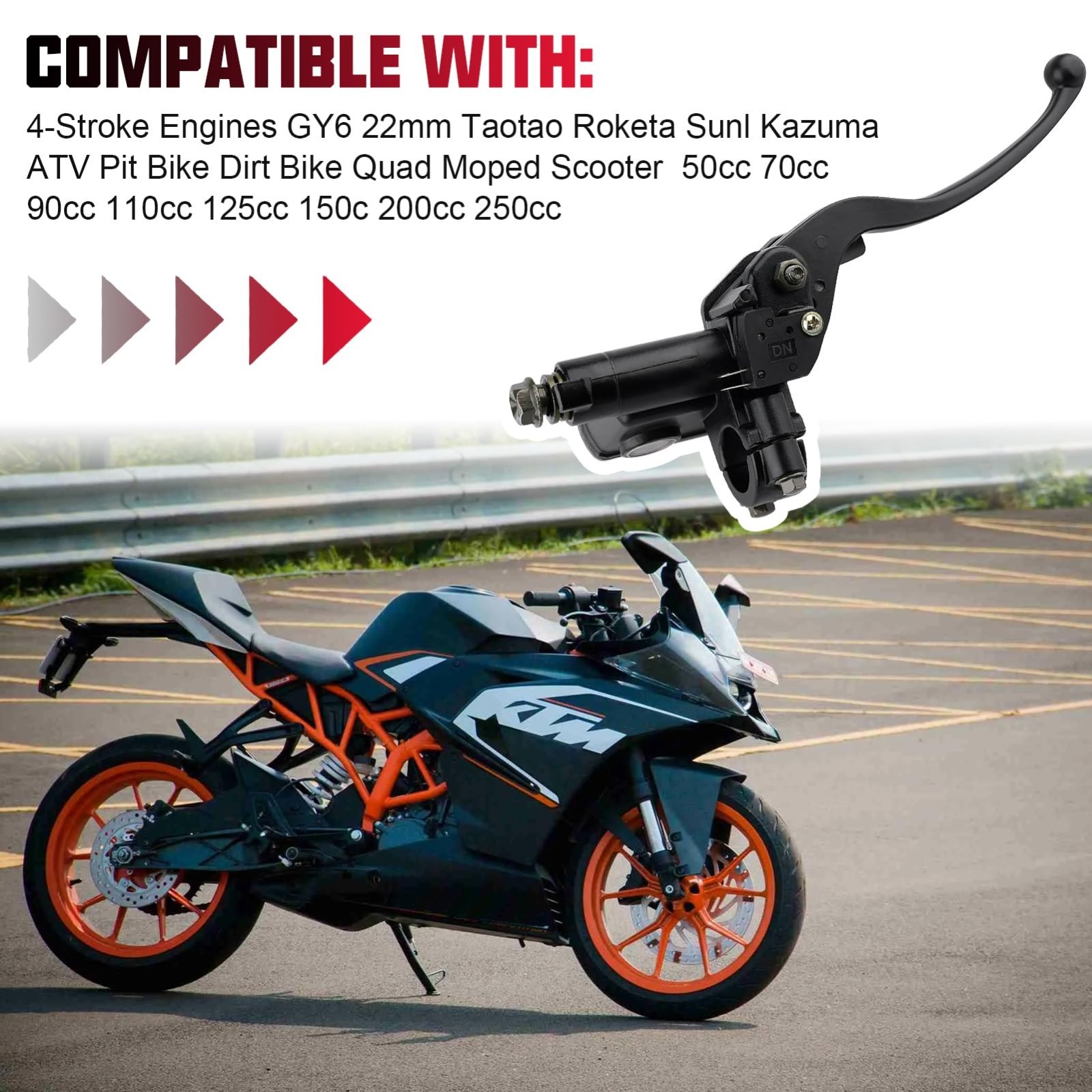 Left Handlebar Hydraulic Brake Master Cylinder Lever Pump for 50cc-250cc ATV, Di