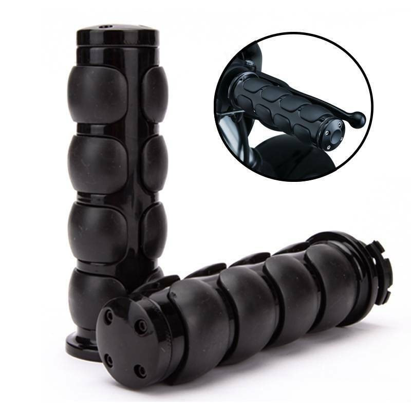 1 Inch Handlebar Hand Grips Black CNC Aluminum Pair For Harley Cruiser New