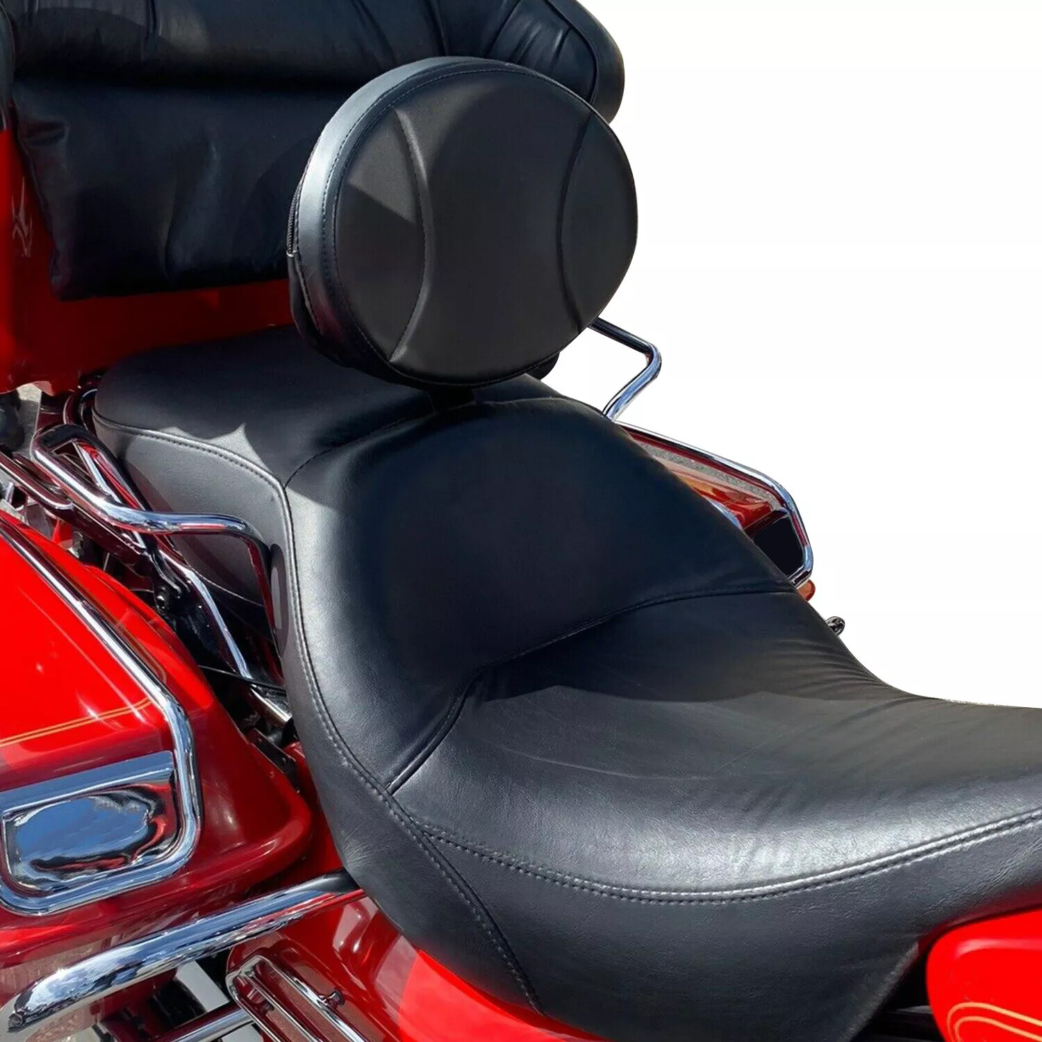 Plug-in Driver Rider Backrest Pad For Harley CVO Touring Road King Glide 97-23