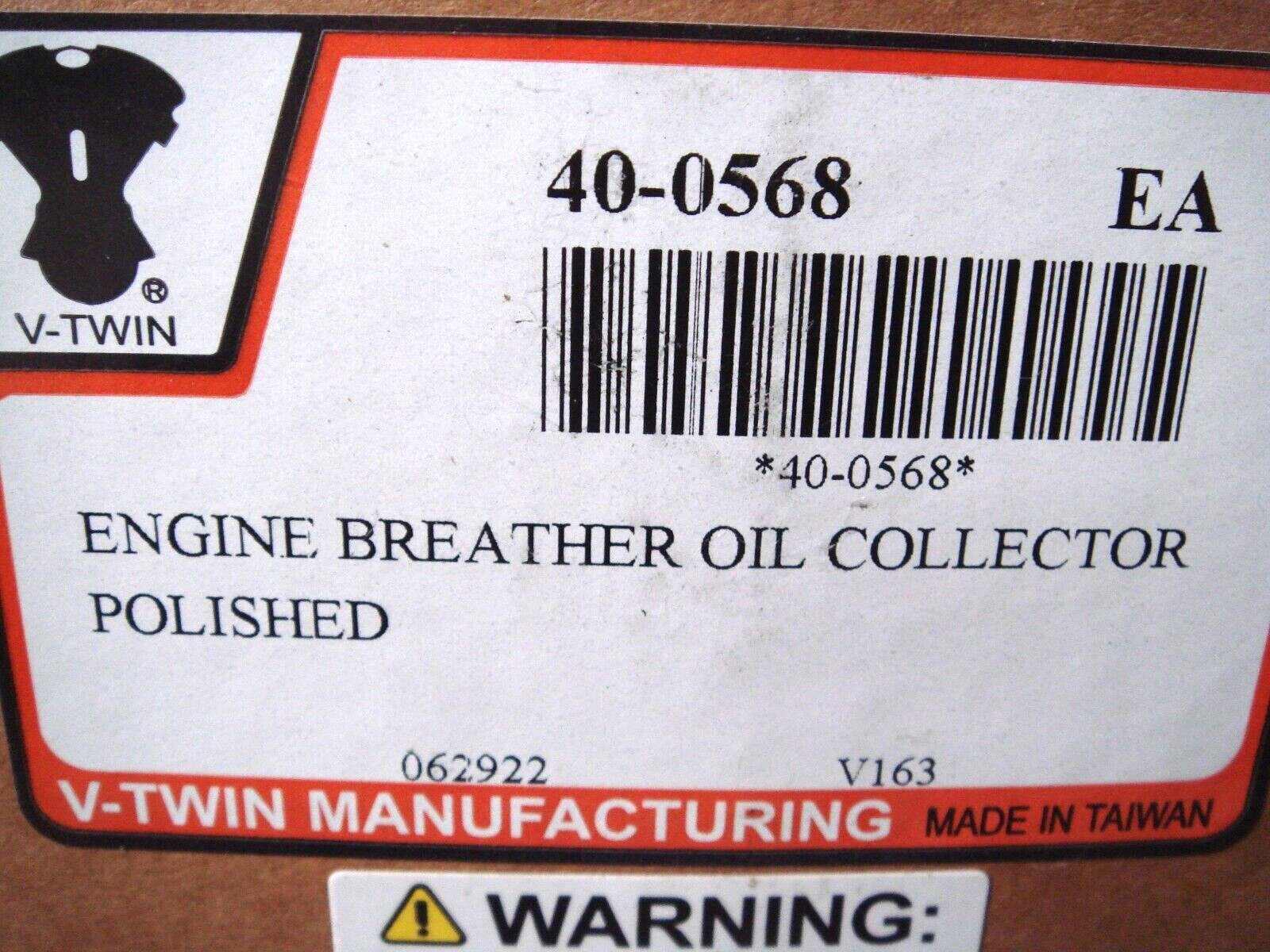 Motorcycle Engine Oil Breather Collector Bright Finish V-Twin 40-0568 Custom X3