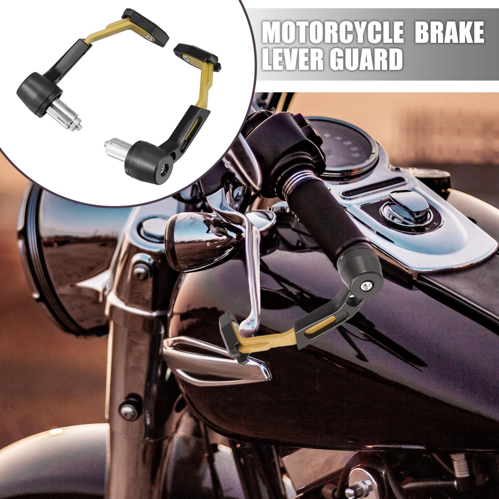 Pair 7/8″ 22mm Motorcycle Brake Lever Guard Handlebar Protector Clutch Gold Tone