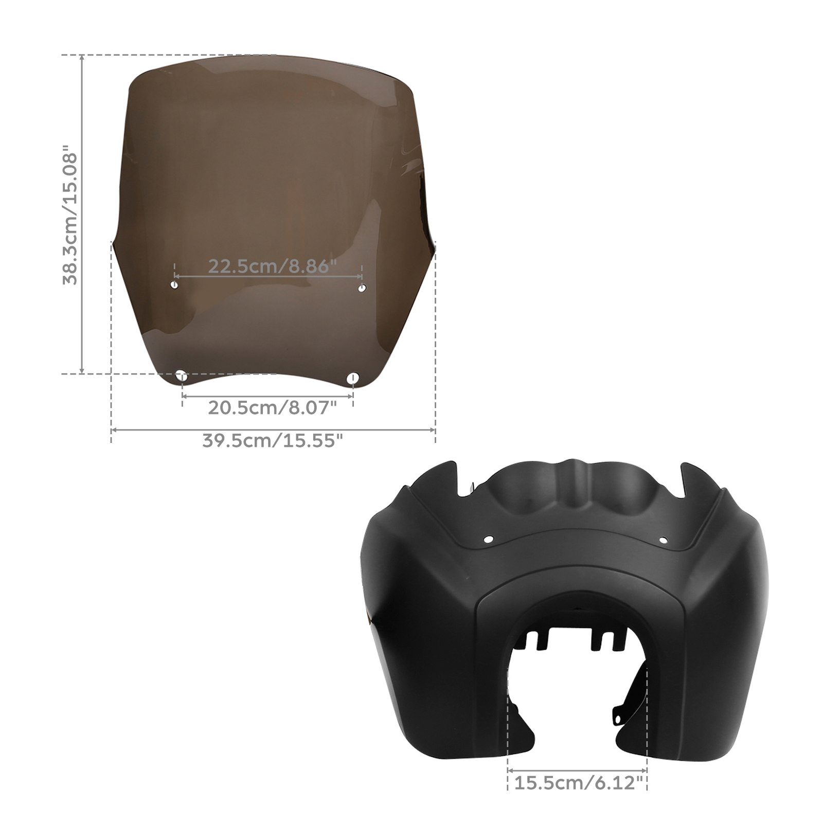 Front Upper Fairing w/ 15″ Windshield For Harley Dyna Street Bob FXDB 2006-2017