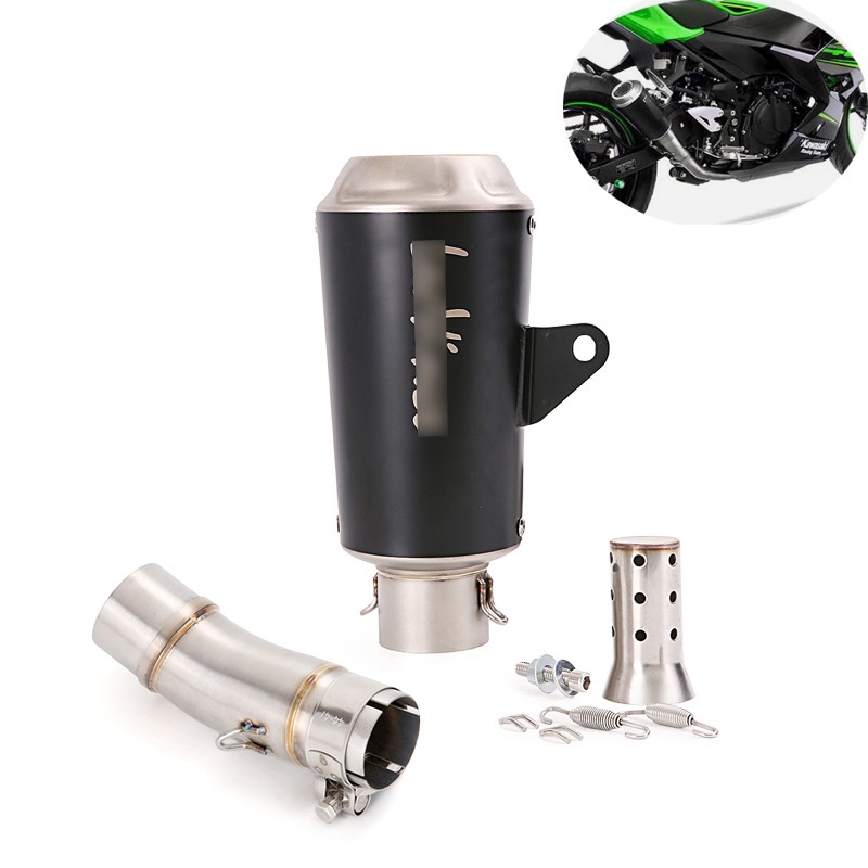 For Kawasaki Ninja 500 2024 2025 Exhaust System Mid Pipe Slip On Black Muffler