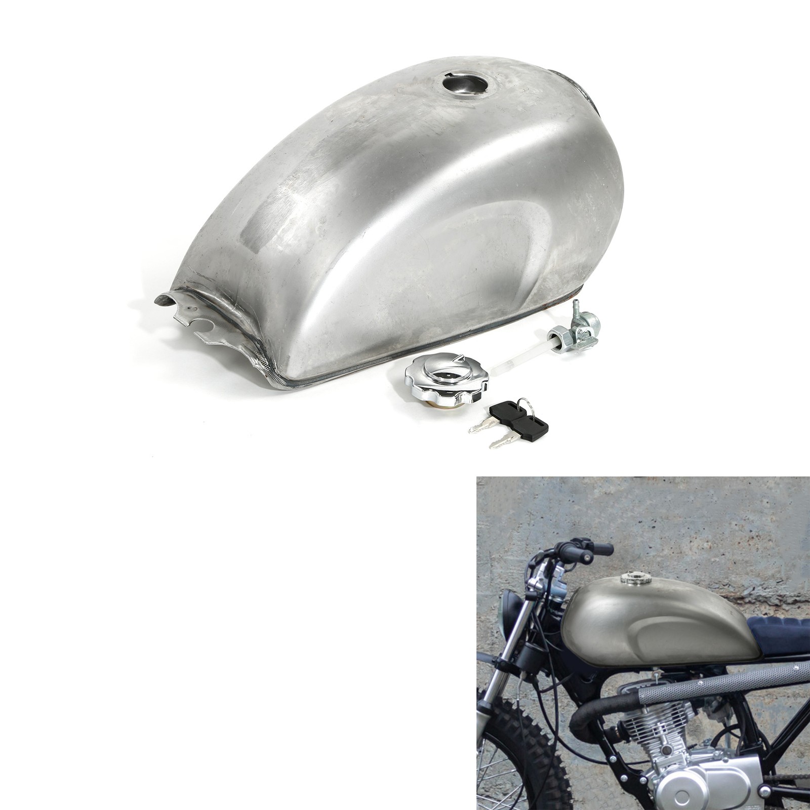 Motorcycle 9L/2.4 Gallon Gas Fuel Tank Fit For Honda Yamaha Custom Cafe Racer