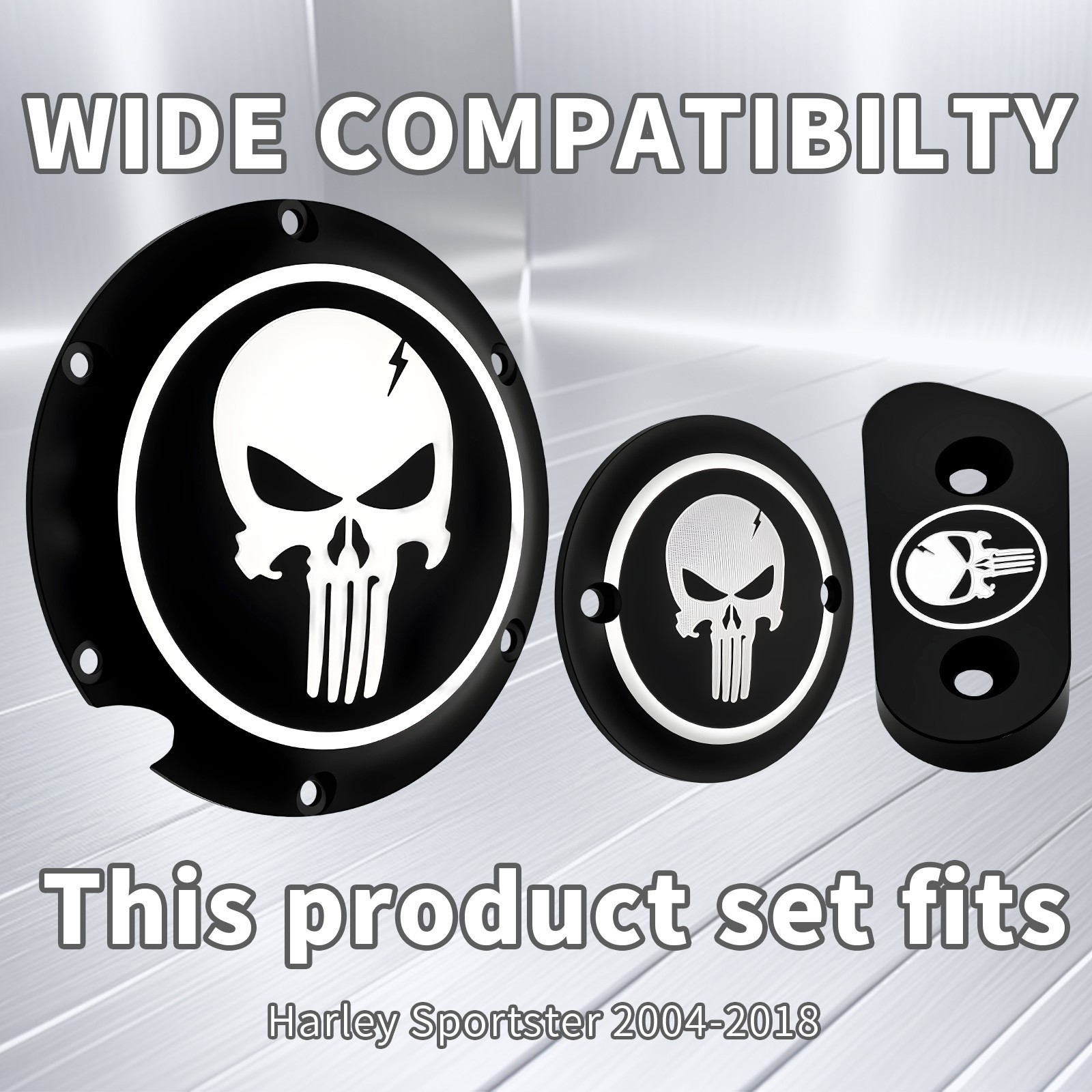 Punisher Skull Derby Timing Timer Cover For Harley Iron Sportster XL XR 883 1200