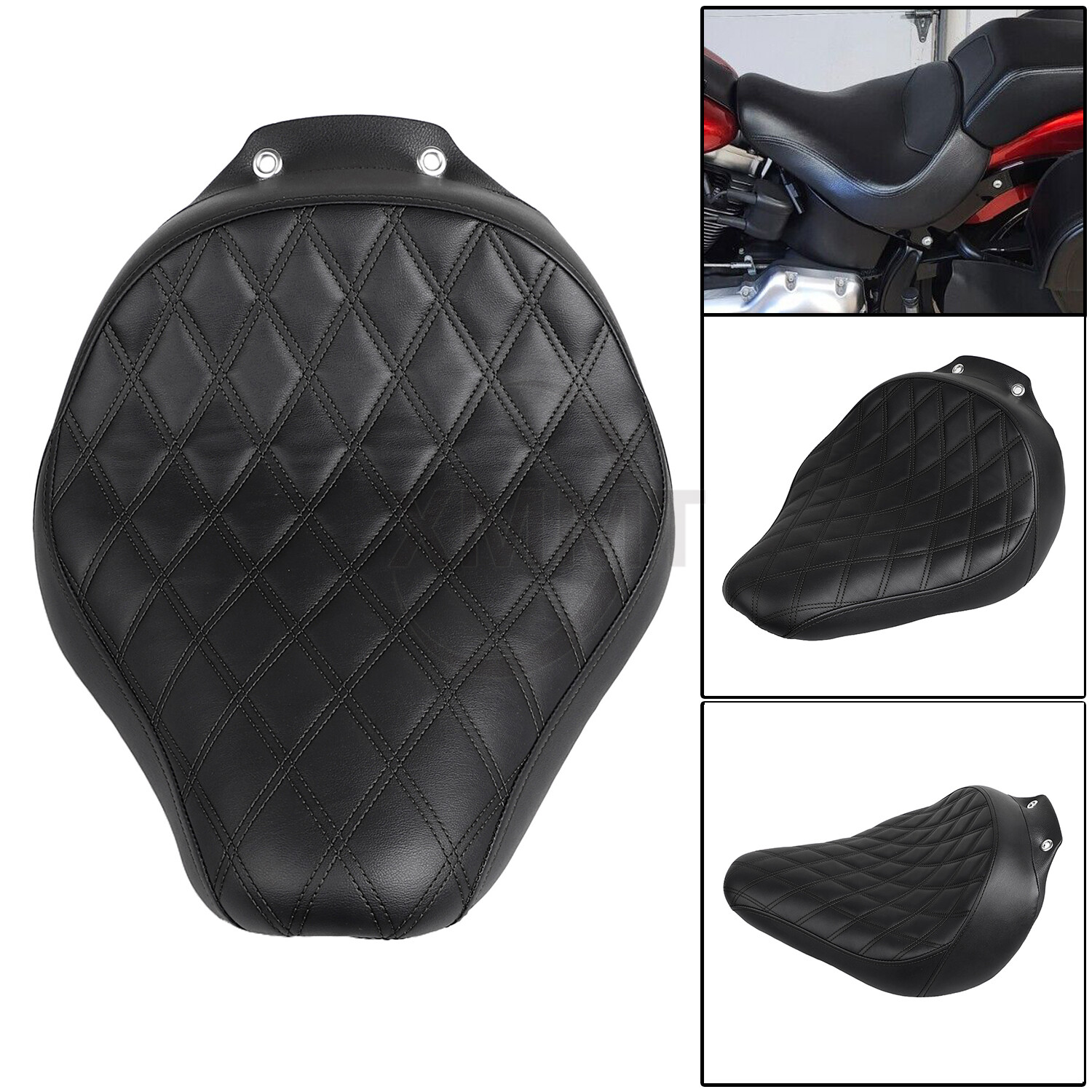 Synthetic Leather Front Driver Rider Solo Seat For Harley Fat Boy FLSTF 07-17