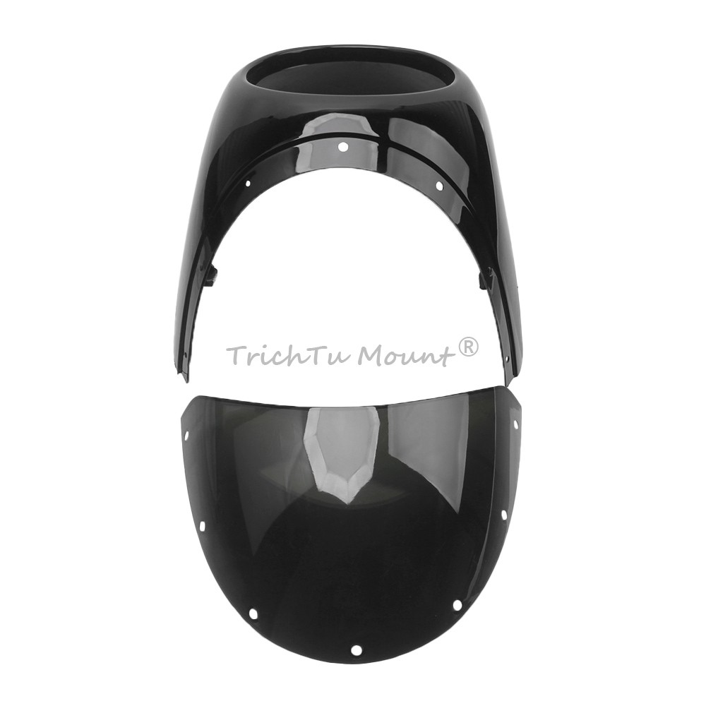 Gloss Black 7″ Round Headlight Windshield Fairing Cover Fit For Cafe Racer Honda