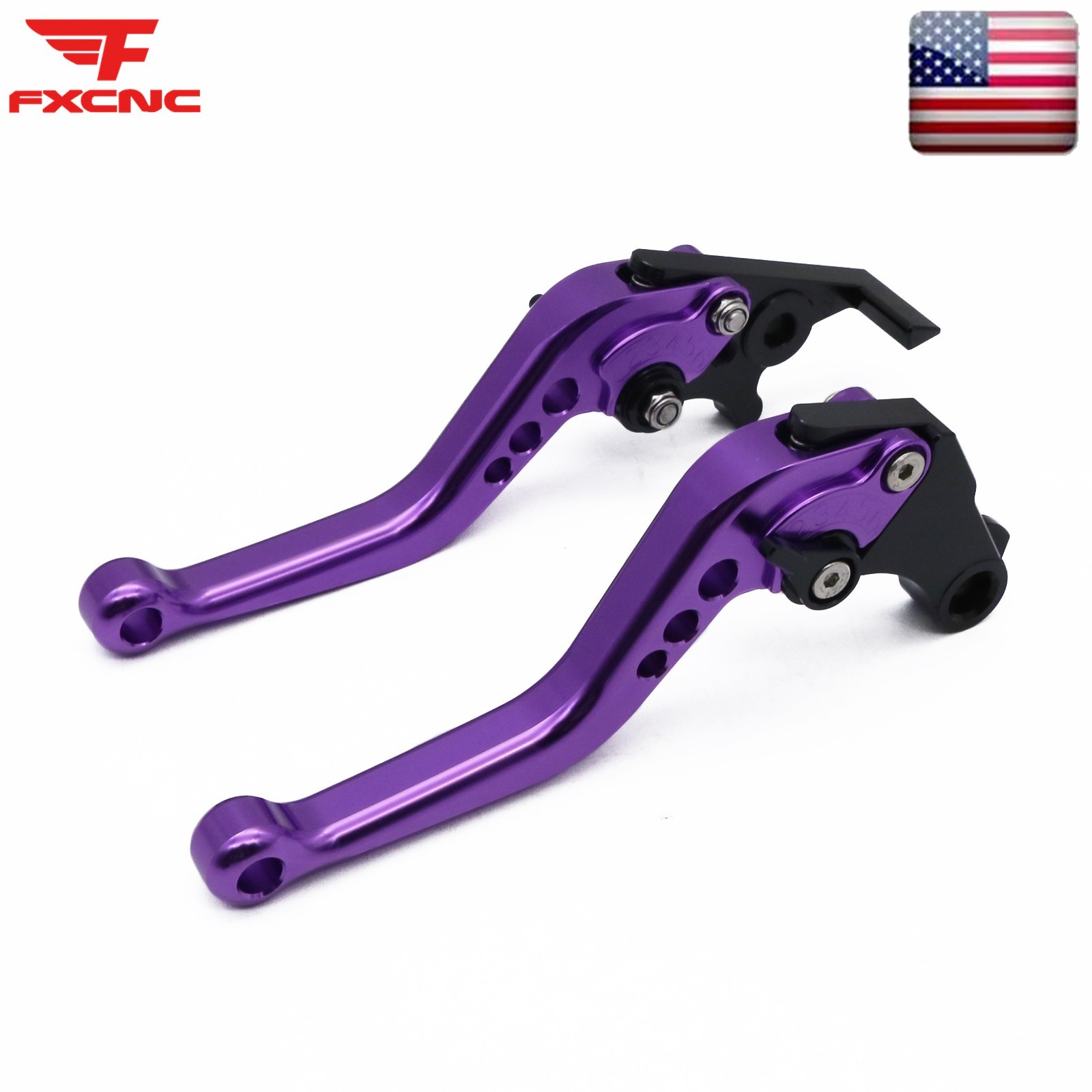 A Pair Short Brake & Clutch Levers Purple For Kawasaki ninja 500 Z500 2024-2025
