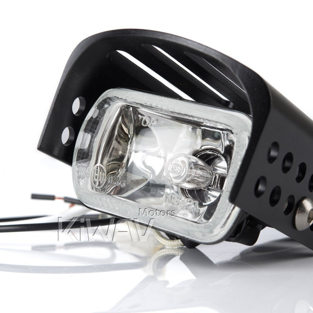 square fog light black metal die-cast aluminum housing x2 fits Harley BMW Aprlia