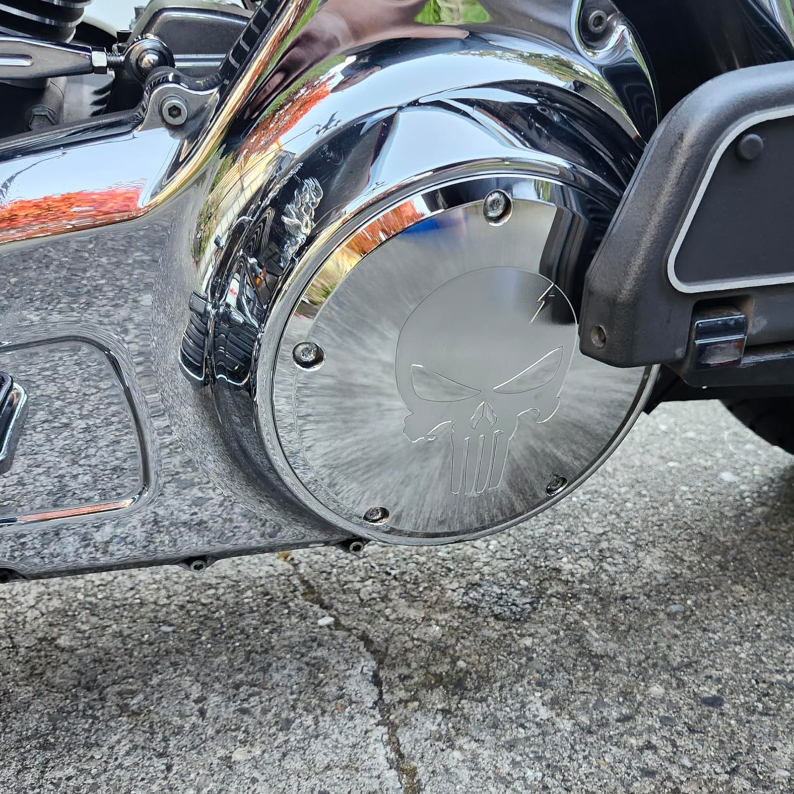 Chrome Skull Derby Timing Timer Cover For Harley Dyna Electra Road Glide Softail