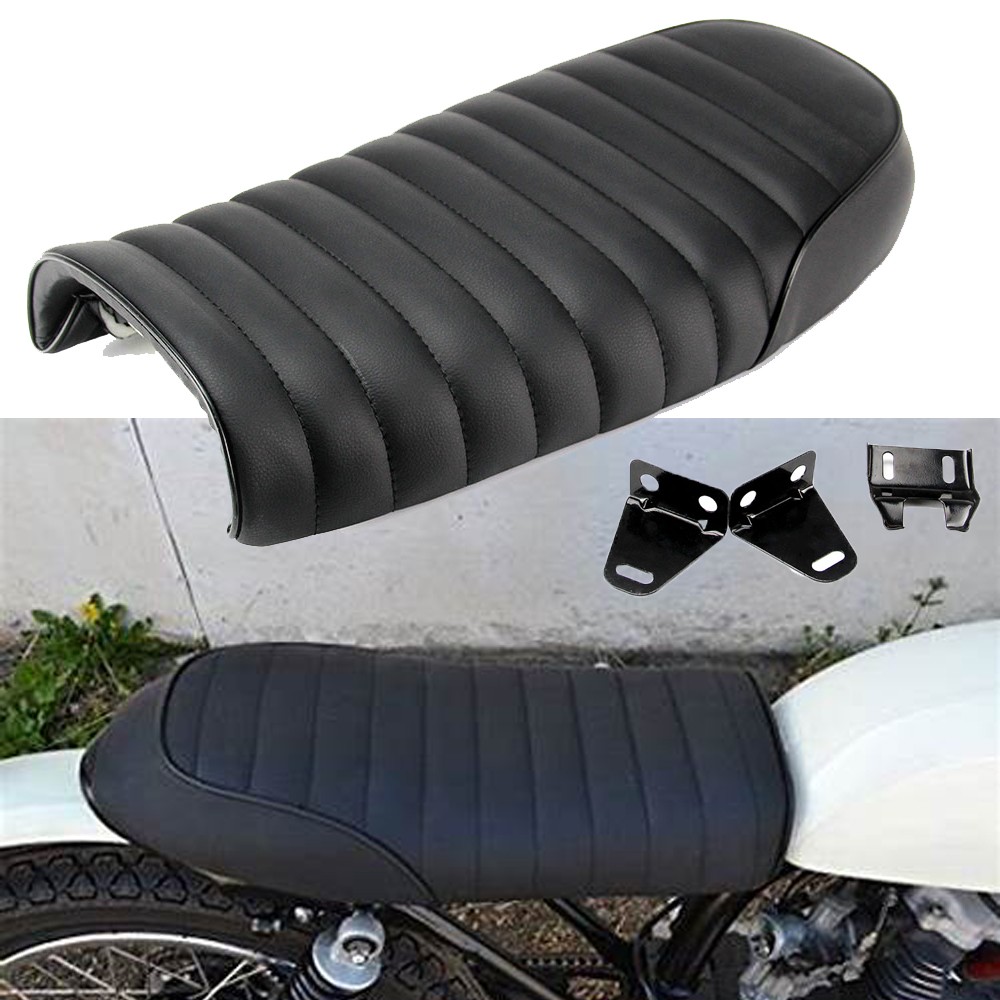 Black Seat Flat Hump Saddle For Honda CB125S CB200 CB350 CB360 CB450 Cafe Racer