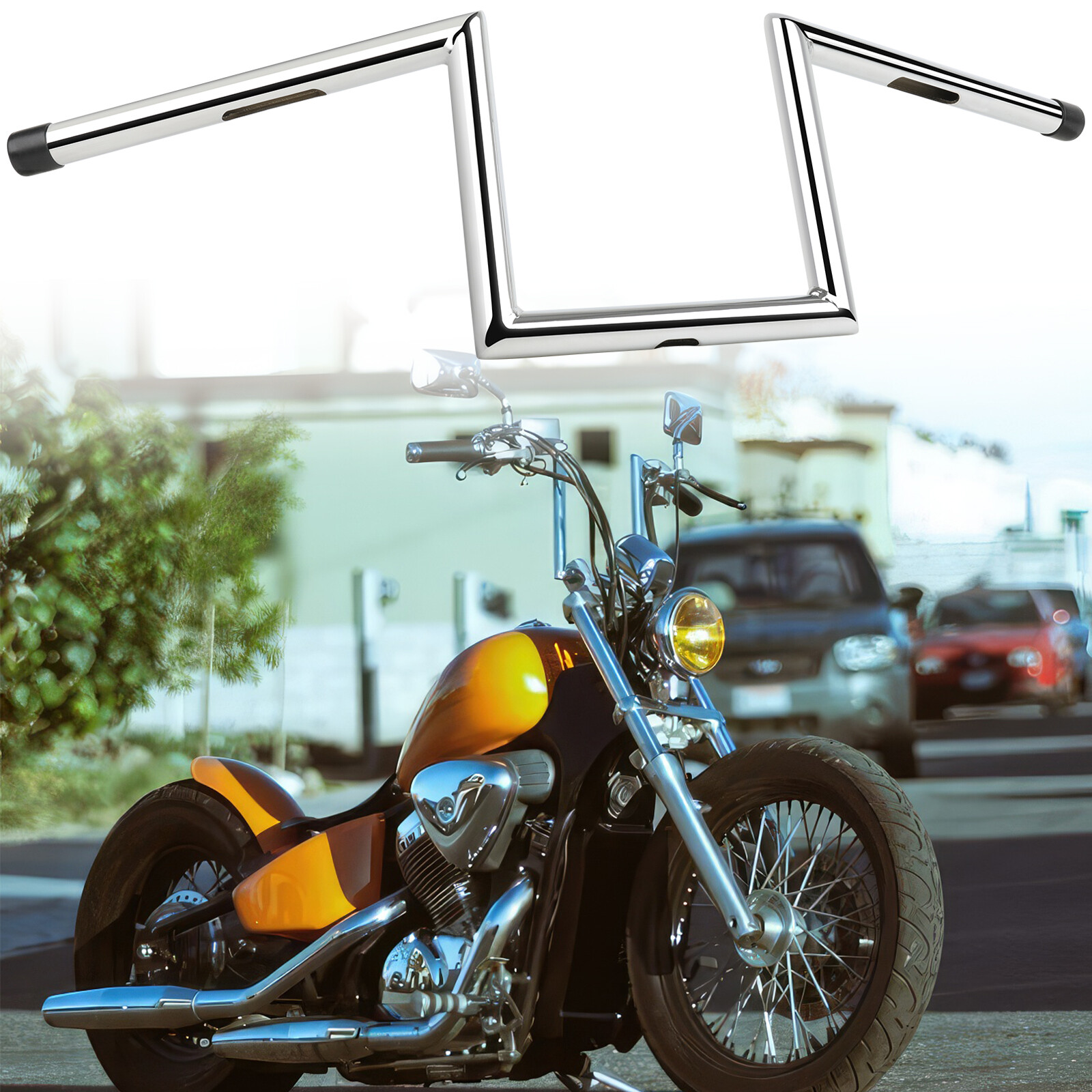 For Honda Shadow VLX 600 bobber Chrome Drag Bars 8″ Rise 1″ 25mm Z-Bar Handlebar
