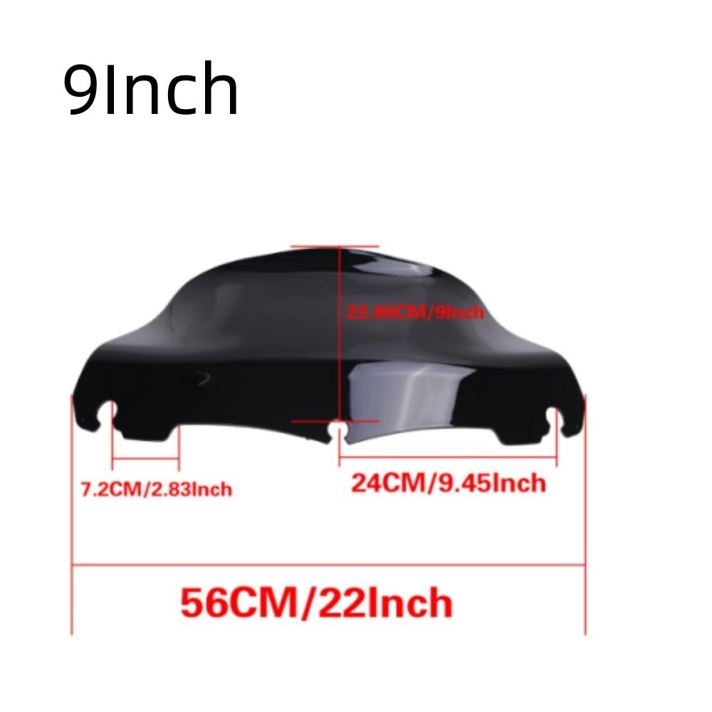Black 9″ Wave Windshield Windscreen for Harley Tri Glide FLHT FLHX FLHXS 14-24