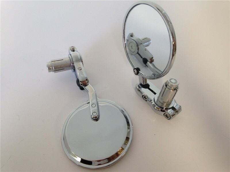 Pair Chrome Foldable Universal Motorcycle Round 7/8″ Handle Bar End Side Mirrors