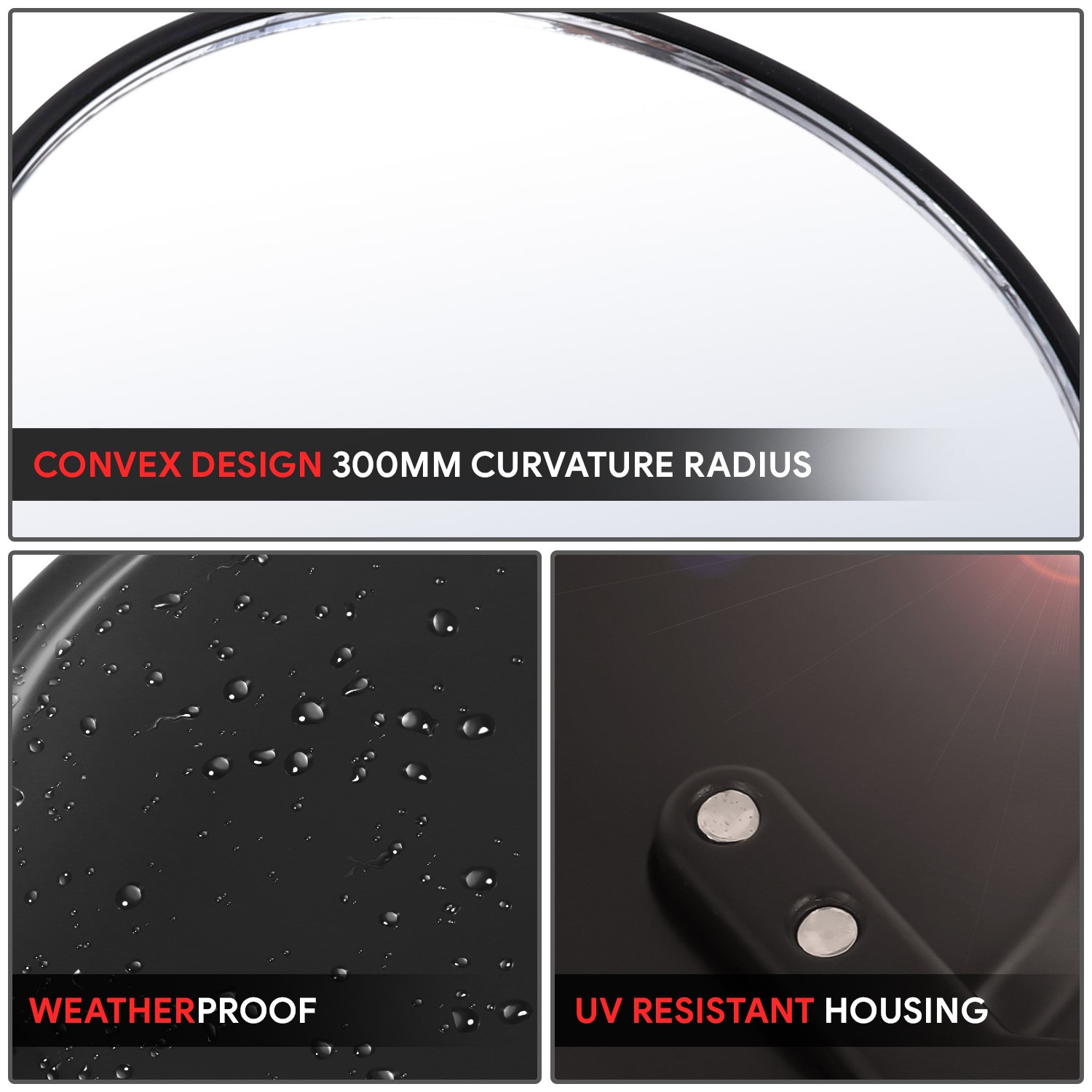 For Universal Naked Bike Cruiser Convex Round Side View Mirrors 3inch Bar-end