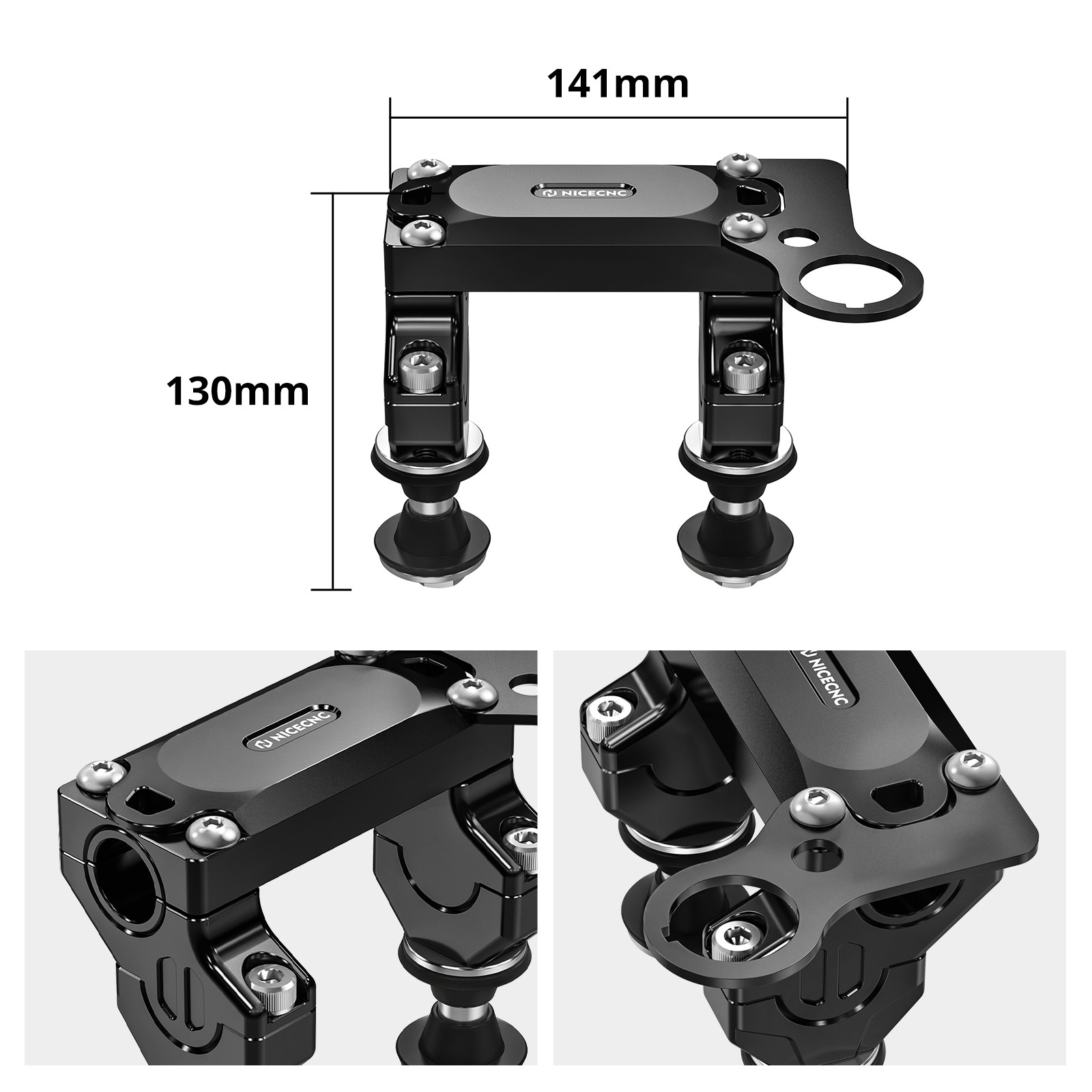 NICECNC HandleBar Riser Mount Clamp Kit For Suzuki DRZ400SM 2005-2023 2024 Black