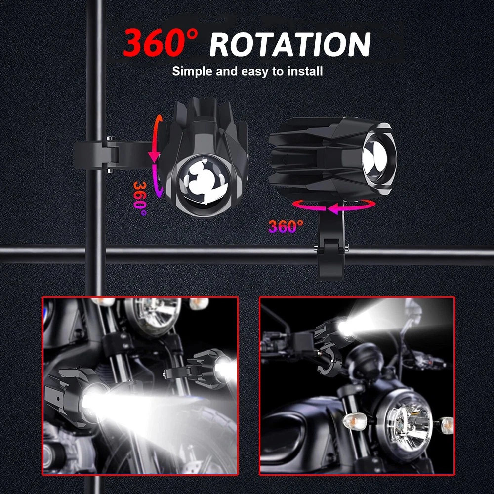2x White Yellow LED Work Lights Driving Fog Lamp For Motorcycle Offroad ATV UTV