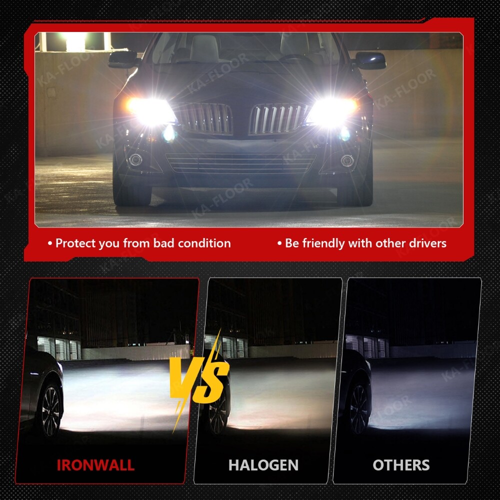 IRONWALLS H4 9003 LED Headlight Bulb Kit Hi-Low Beam 6000K High Power Lamp New