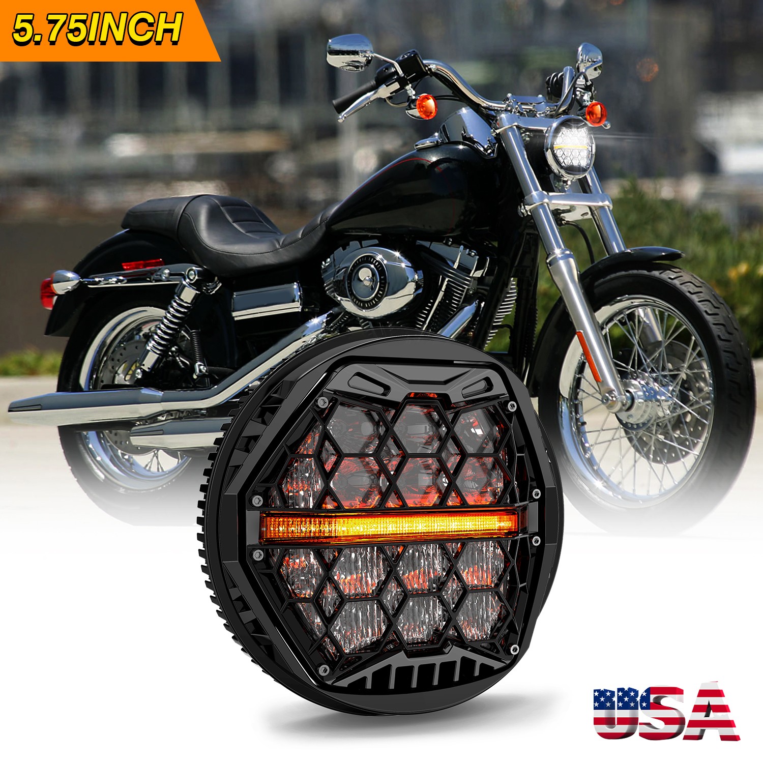 120W DOT 5.75 inch Round LED Headlight Hi/Lo DRL For Harley Dyna Super Glide FXD