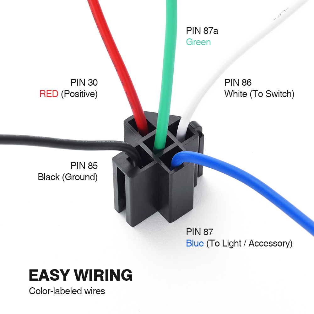 6PCS 5-Pin Fuse Relay Switch Harness Set 12V 30A SPST Relays with 14AWG Wire