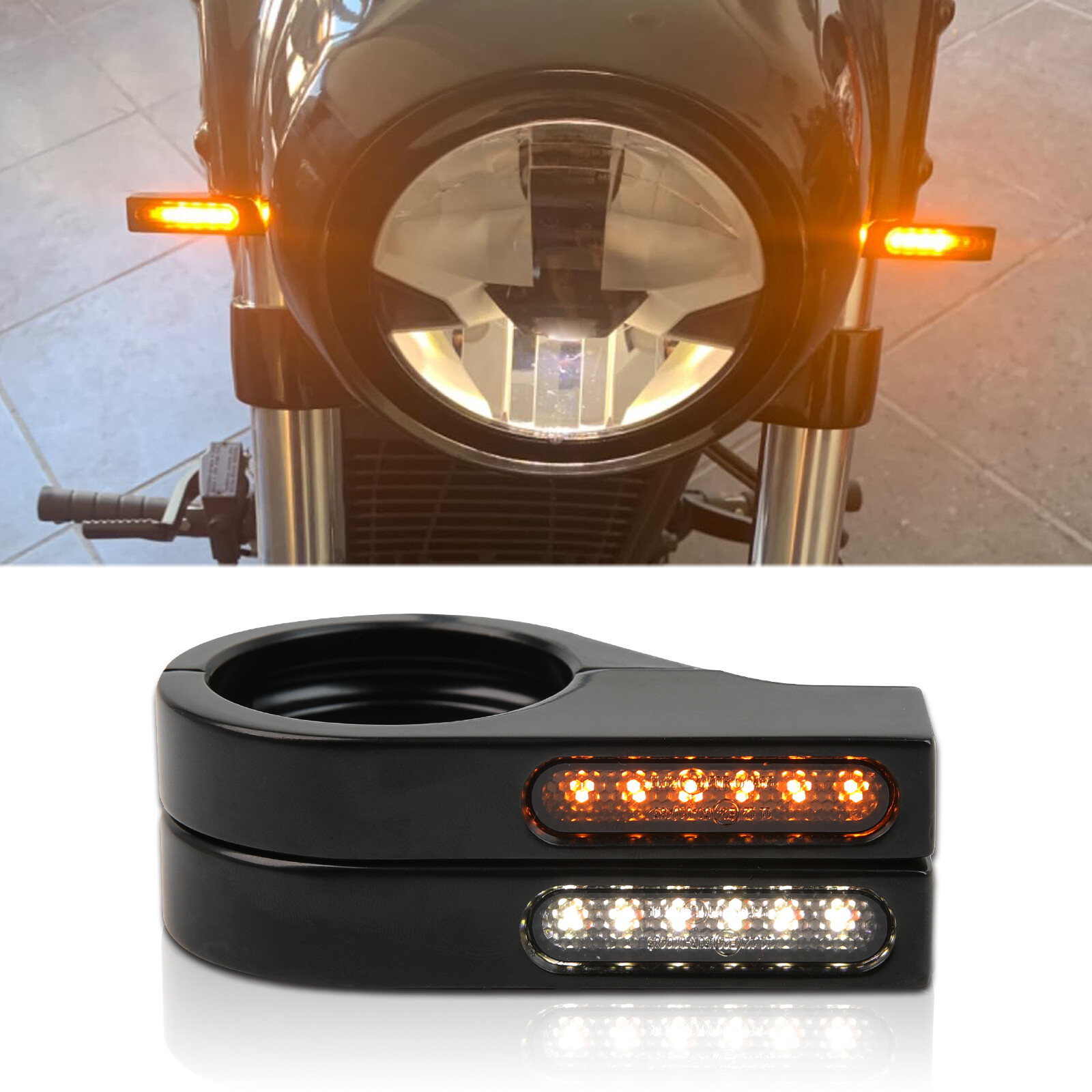 2X Motorcycle LED Fork Turn Signal Light Blinker DRL For Honda Shadow VT750 1100