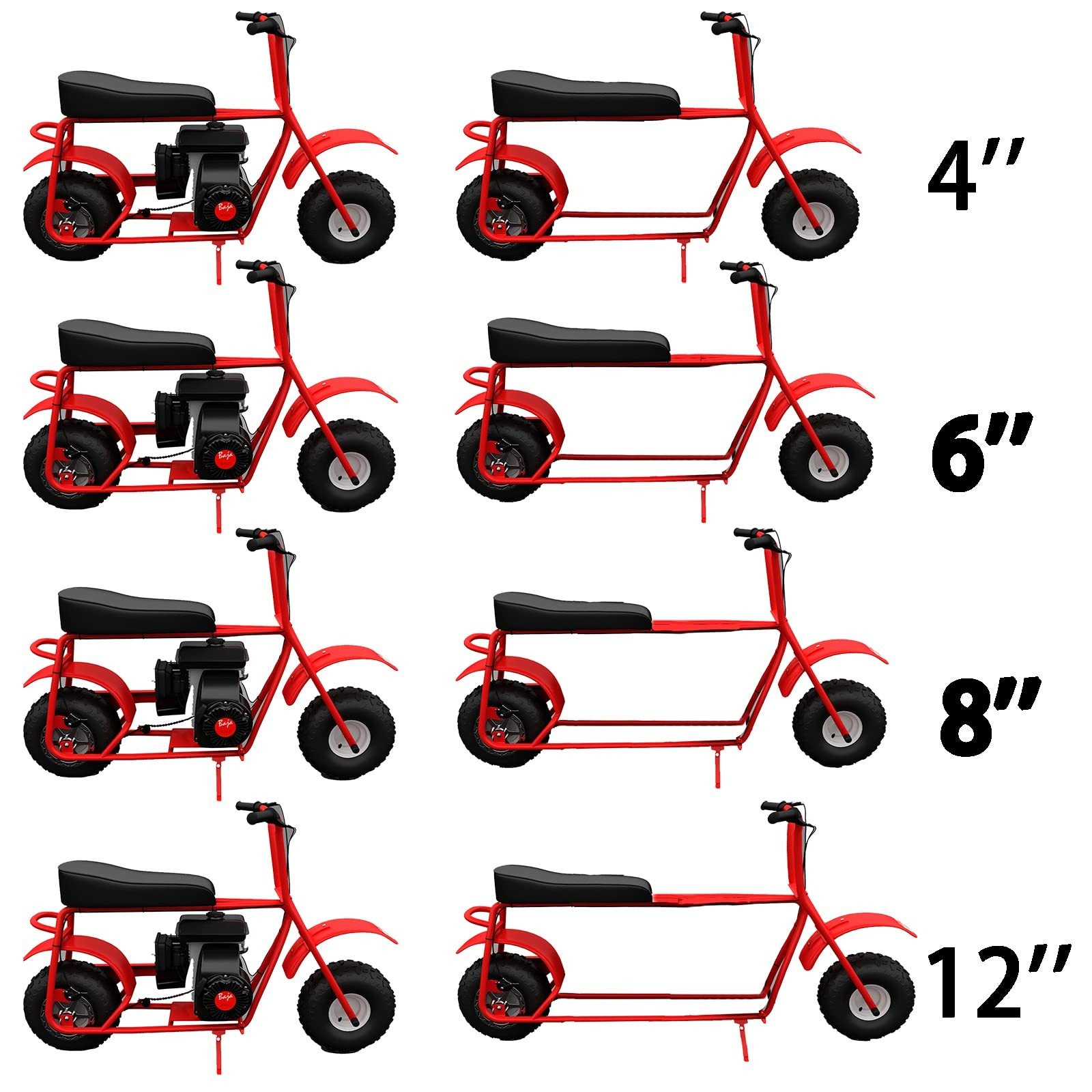 4PCS 7/8″ Mini Bike Frame Extension Kit 6″ for Coleman CT100U Frame Stretch 4PCS