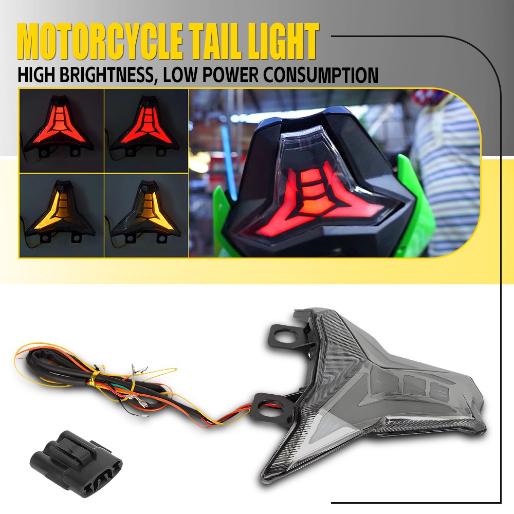 For Kawasaki Ninja 400/Z400 2018-23 Signal LED Integrated Tail Light Red+Amber H