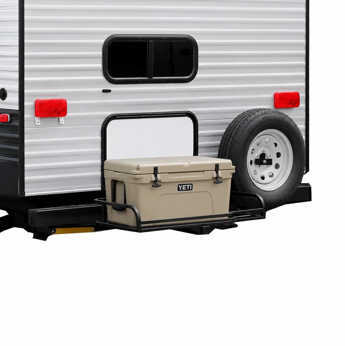 HERC OUTDOORS RV & Camper Bumper Mount Gear Rack, no drill, bolt-on complete kit
