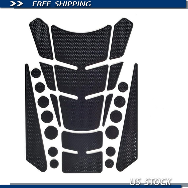 Black 3D Universal Motorcycle Gas Tank Sticker and Protector Decal Pad, 1 Set, S