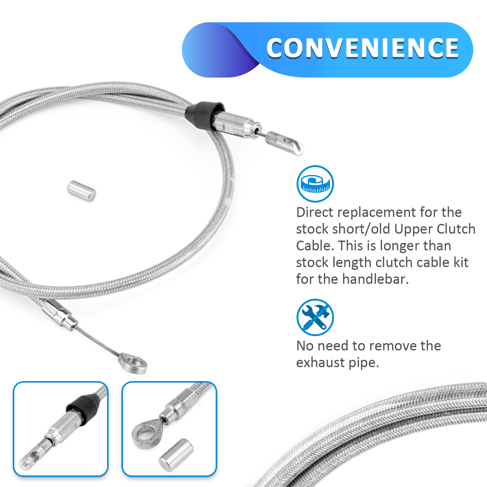 16″ Handlebar Extension Wire + Cable Brake Line Kit For Harley Electra Road ABS