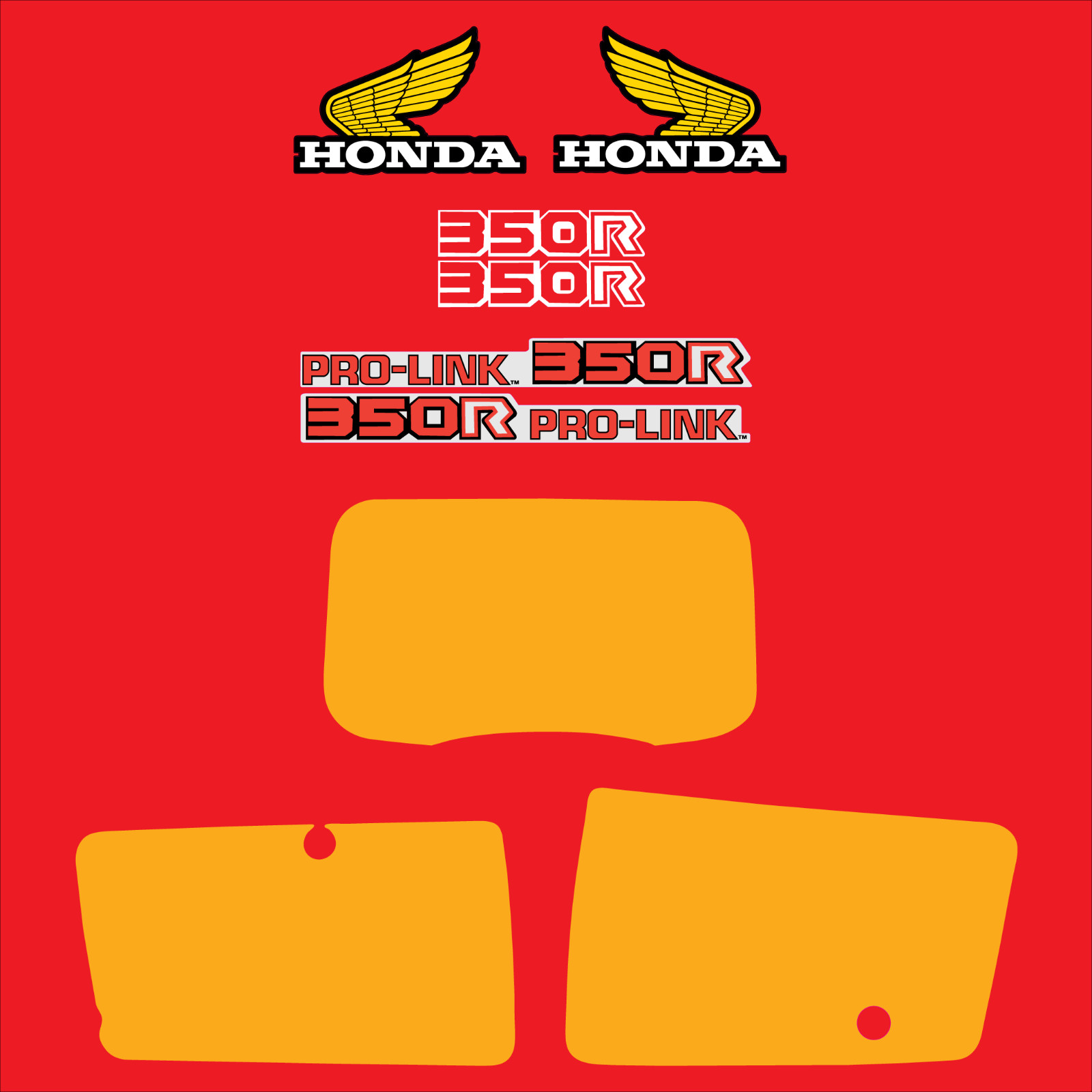 1984 Honda XR 350R Decal Kit AHRMA , TANK, SWINARM, SIDE PANEL, AND PLATES