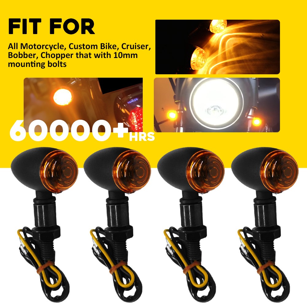 4pcs Motorcycle Turn Signals Blinker Lights For Honda Suzuki Yamaha Cafe Racer