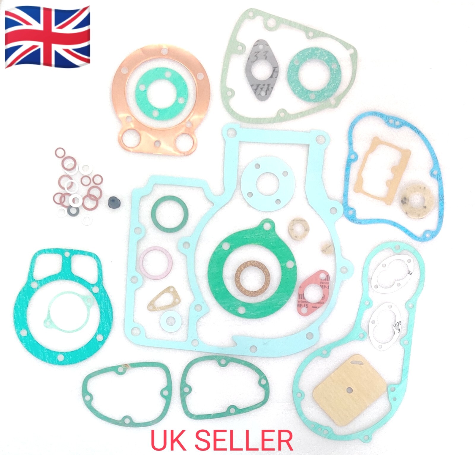 Royal Enfield 500cc Bullet Gasket Set Complete Alloy Fibre Brass Washers+ Seals