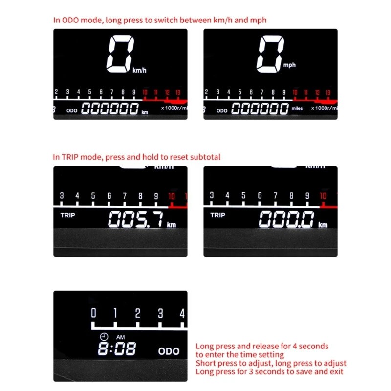 1Pc Digital Motorcycle Dash Panel LCD Dashboard DC 8-12V Motorcycle Odometer NEW