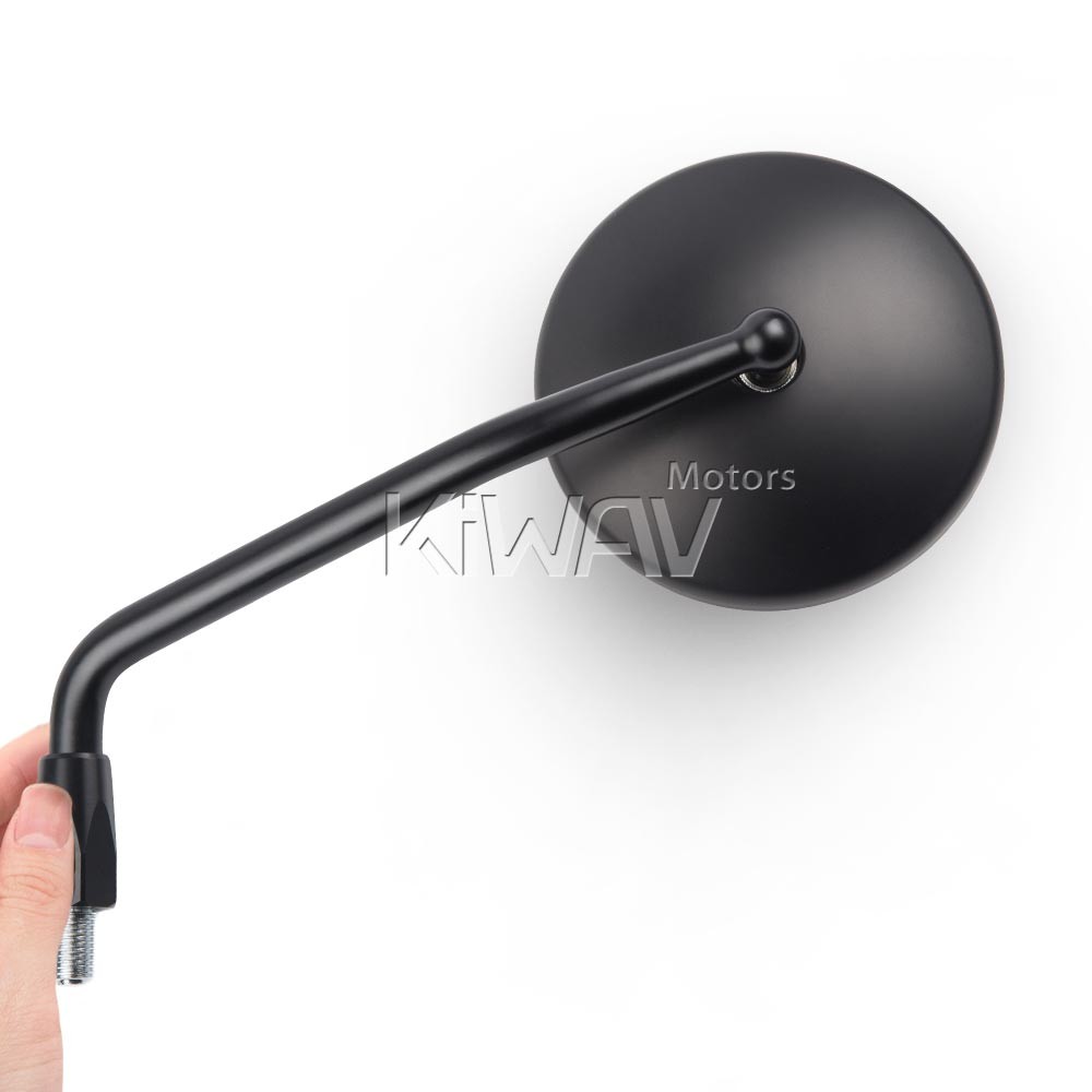 KiWAV round Eclipse black mirrors fits motorcycle Honda Suzuki Kawasaki US STOCK