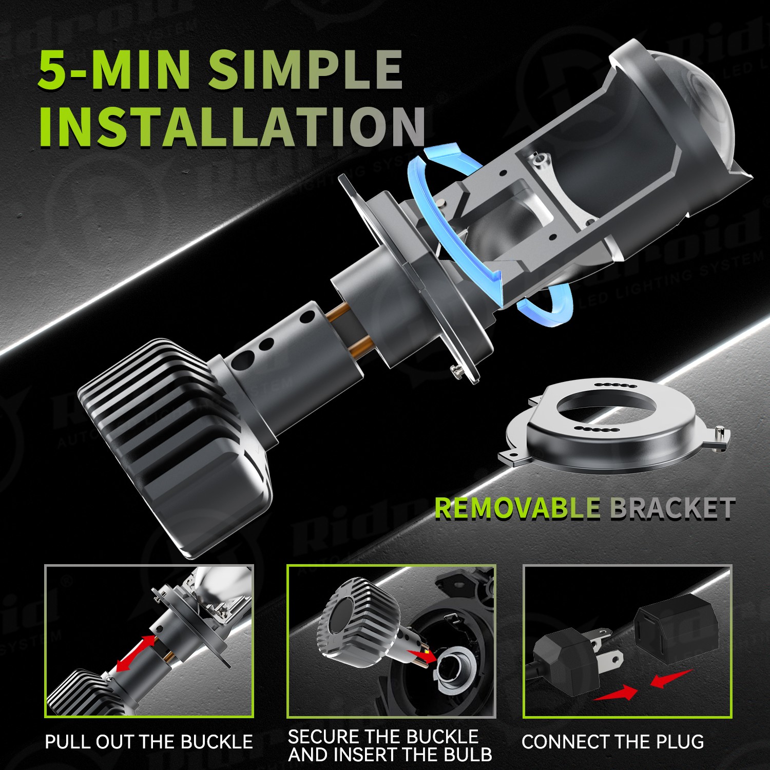 2Pcs H4/HB2 9003 130W Bi-LED Projector Lens Hi/Lo Motorcycle LED Headlight Bulbs