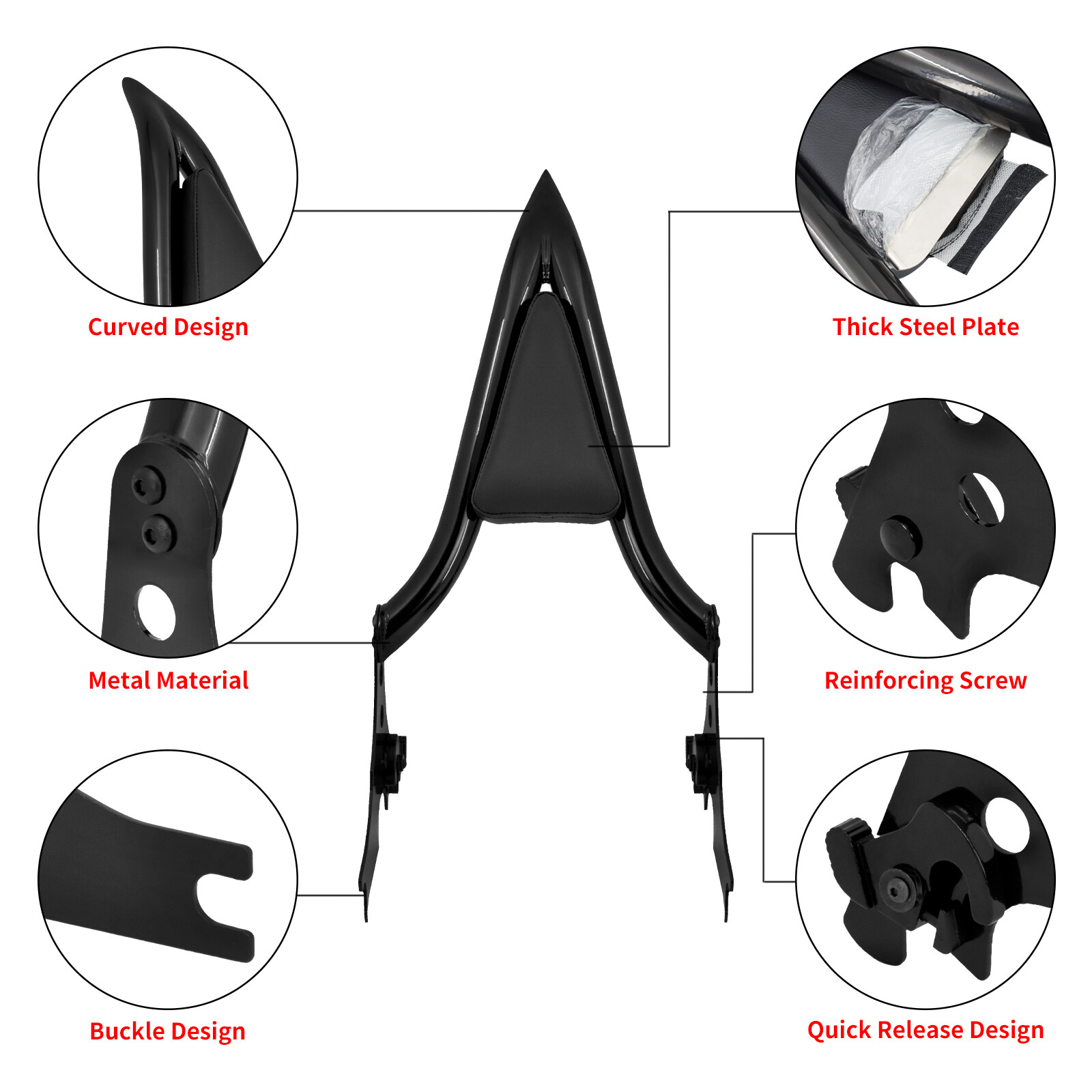 Detachable Passenger Sissy Bar Backrest For Harley Sportster XL883 1200 04-2022