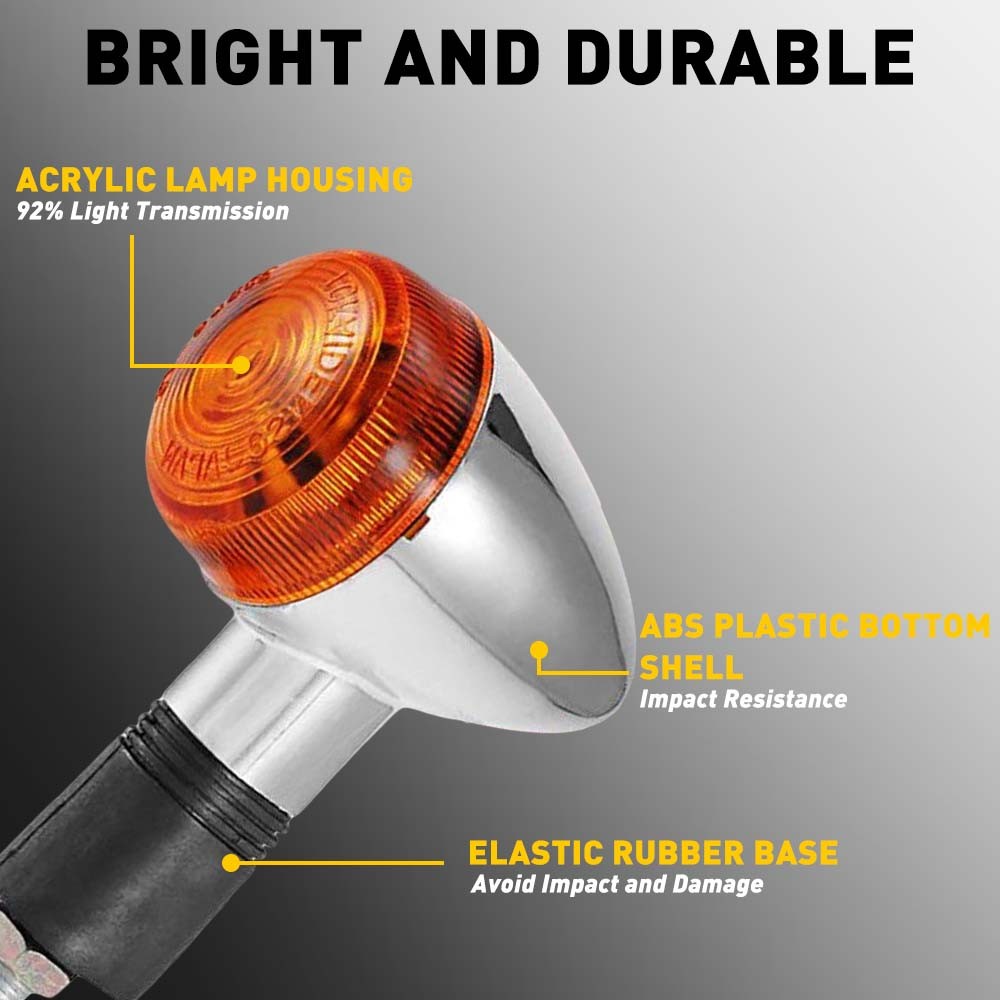 1 Pair Motorcycle Turn Signals Blinker Light Chrome Amber For Kawasaki Honda