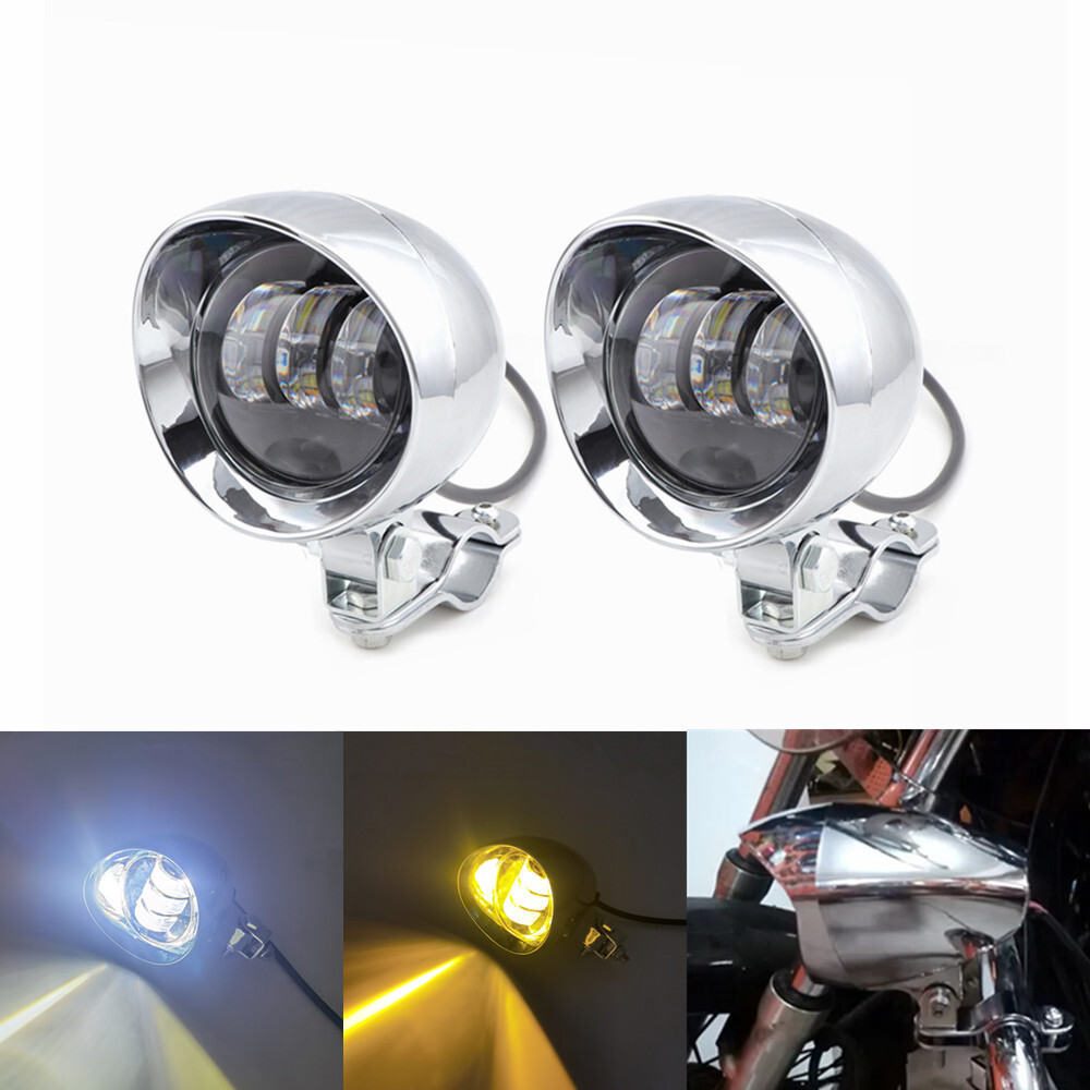 Motorcycle LED Bullet Passing Spot Fog Light With Guard Bar Mount Bracket Clamp