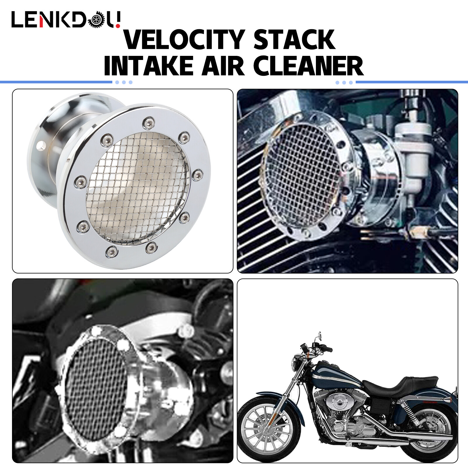 Velocity Stack Air Cleaner Intake Filter Chrome for Harley Sportster XL883 1200