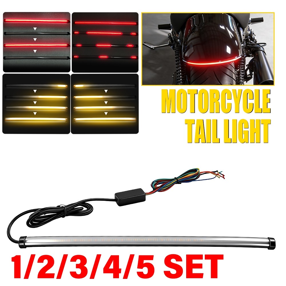 Motorcycle LED Strip Sequential Brake Turn Signal Tail Lights Universal 1-5SET