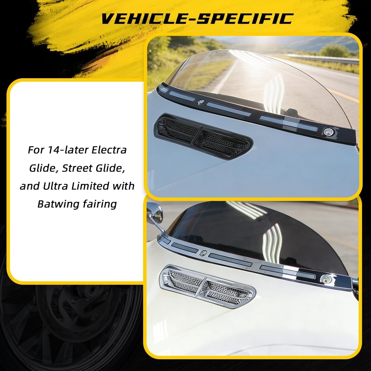 Windshield Trim Batwing Fairing Led Lights TurnSignal for Harley Touring FLHX