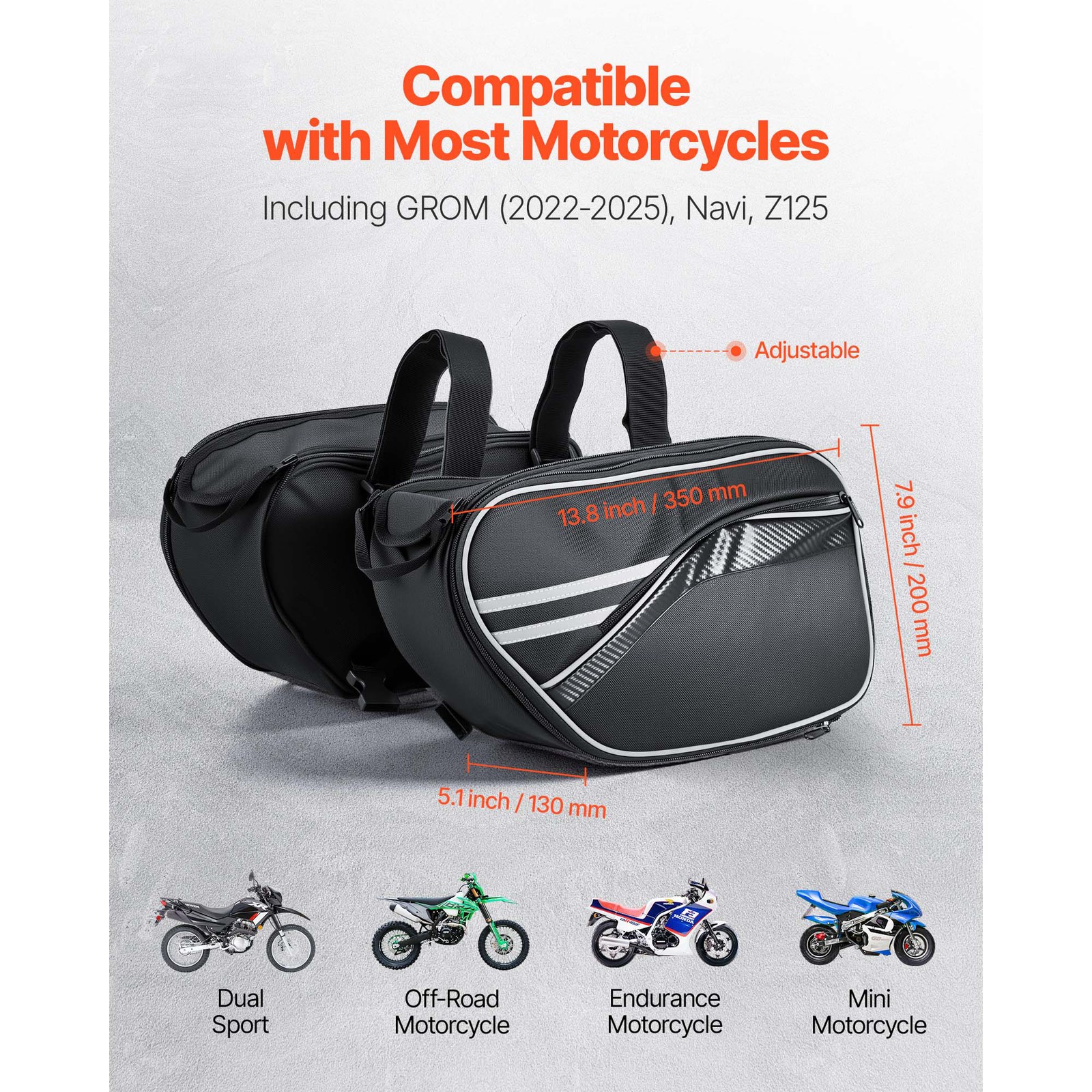 Uimoso Motorcycle Saddlebag Waterproof Side Bag for Travel and Storage, 30 L